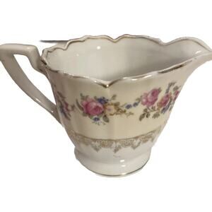 Vintage 1940 Gold Castle Hostess Pink Roses Creamer Japan
